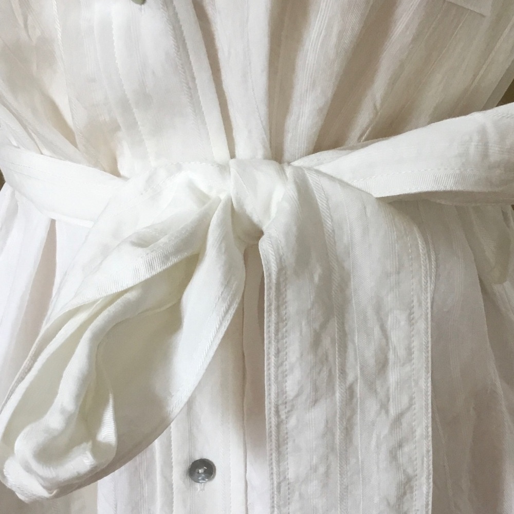 Vince White Rolled Sleeve Striped Midi Shirtdress XS - Picture 5 of 11